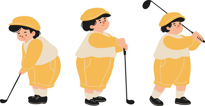 junior golf player children sports character clipart collection