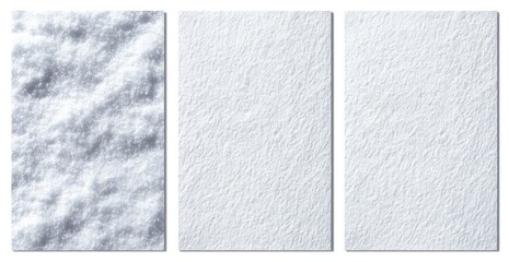 Three textured white surfaces with varying detail levels