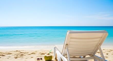 Fototapeta premium lounge chairs on the beach