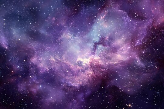 Vibrant Purple Nebula With Countless Stars In Deep Space Cosmic Cloud Against A Starry Black Background Glowing Dust And Gaseous Emissions Wallpaper