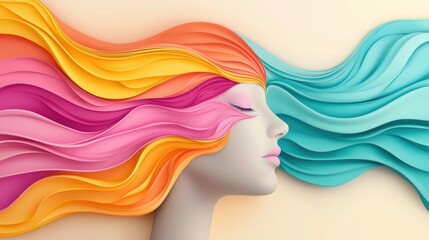 A psychology themed art piece depicting emotions through abstract color patterns.