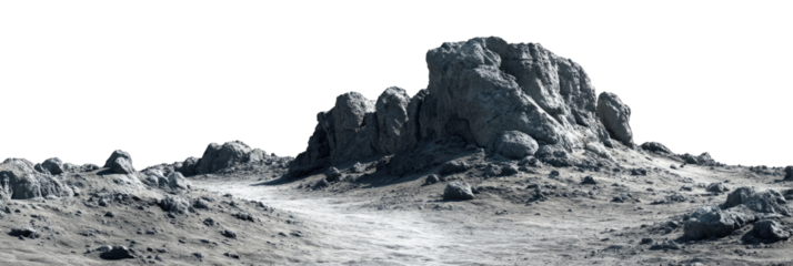 Extraterrestrial Rocky Valley with Ancient Stone Structures and Path