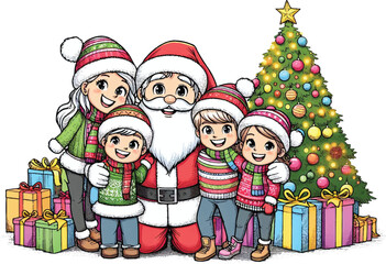 Family and SantaClaus
