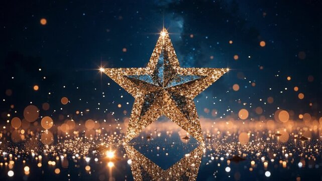 Stunning Starfall Bokeh Motion Background with Glittering Light and Colorful Reflections for Festive Events and Holiday Celebrations in 4K