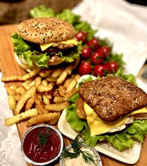 burger and fries