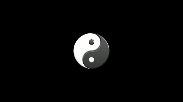 3D style Yin Yang symbol animation on transparent background Alpha Channel ProRes 4444
