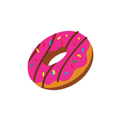 PrintPink iced donut with colorful sprinkles, delicious sweet pastry dessert