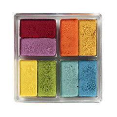 Fototapeta premium Vibrant Color Palette: An array of vivid colors in a compact makeup kit, with diverse shades to spark creativity and self-expression. 