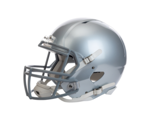 Silver American Football Helmet Isolated On Black Background With Minimalist Design And Reflective Surface Showing Sport Gear Protection