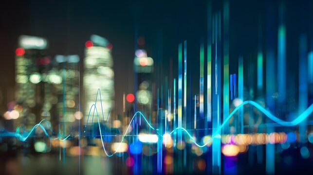 Futuristic finance illuminates a global city skyline showcasing dynamic investment growth