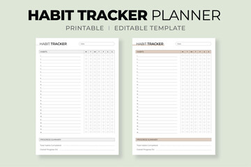 Habit Tracker Planner Printable – Daily Habit Tracking and Progress Journal Template
