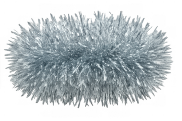 Magnetism field experiment showing iron filings forming an abstract pattern on transparent background
