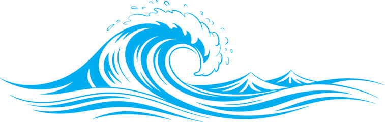 Ocean Wave Vector Illustration with Blue Sea Surf Design.