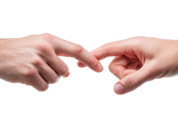 Two hands gently touching fingertips symbolizing connection, trust, and relationship.