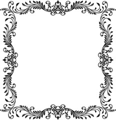 A filigree heraldic crest motif floral pattern border frame. Original design in a vintage style.