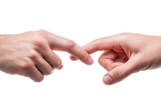 Two hands gently touching fingertips symbolizing connection, trust, and relationship.