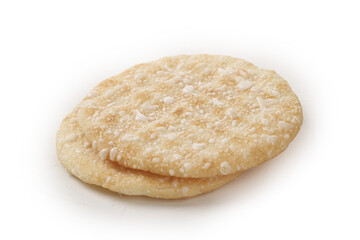 Crispy Rice Crackers Snack Food Isolated on White Background