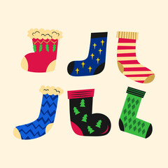 Mid Century Christmas Socks Illustration