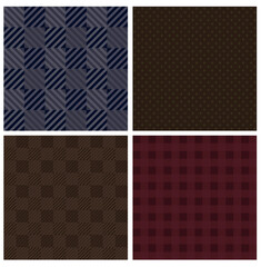 Collection of seamless checkered, rhombus, stripes pattern. Warm autumn and winter colors. Quiet Luxury, Old Money, Vintage textures. Editable vector illustration