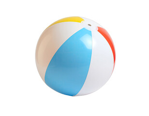 A Classic Inflatable Beach Ball With Red Yellow Blue and White Panels Isolated on a Transparent Background