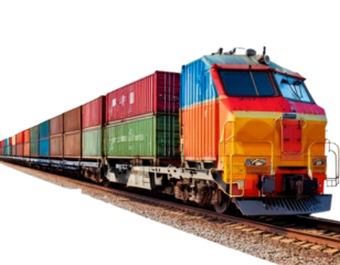 Long Freight Train with Cargo Containers – Side View PNG