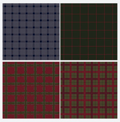 Collection of seamless checkered pattern. Warm autumn and winter colors. Quiet Luxury, Old Money, Vintage textures. Editable vector illustration