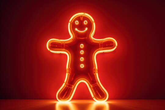 Sgingerbread man light food neon.