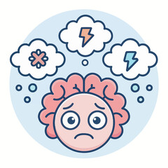 A flat vector icon of a stress symbol in a simple design