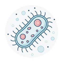A flat vector icon image of a bacteria cell for science use