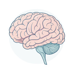 A pastel flat vector icon of a human brain imagining