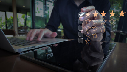 Augmented Reality Five Star Rating Interface on Laptop and Tablet