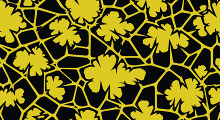 Abstract floral seamless pattern black and white vector background editable