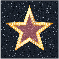 Hollywood star with bulb lamps