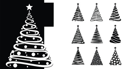 Christmas tree vector designs collection holiday season graphics editable
