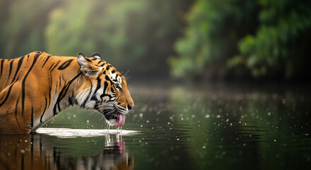 tiger drinking water 