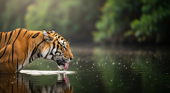 tiger drinking water 