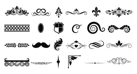 Vector decorative elements design ornate borders flourishes set art editable