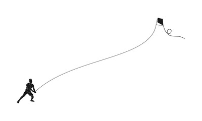 Boy enjoying playing kite vector design