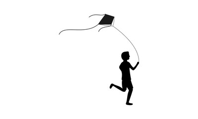 Boy running and playing kite design vector