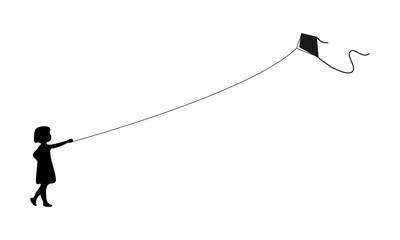 Girl playing kite design vector