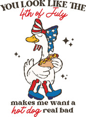 funny 4th of july svg, patriotic silly goose hotdog, coquette and cowgirl boots, you look like the fourth of july shirt, silhouette cricut