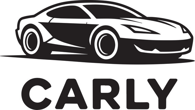 Sleek Car Silhouette Vector Graphic with 'CARLY' Text for Automotive Design Projects