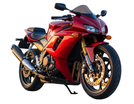 Untitled design - A red naked streetfighter motorcycle captured  angle, exposed frame and engine components visible, sporty headlight shape and sleek bodywork, crisp realisti