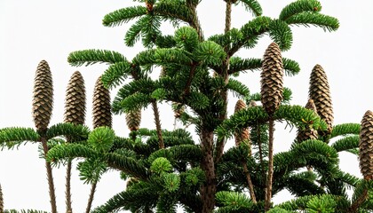 Fir tree close-up detail, pine cones and spring growth texture