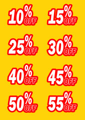 set of sale tags of percents
