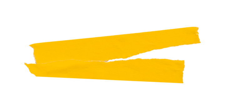 Yellow masking tape, plastic scotch, on a transparent background.