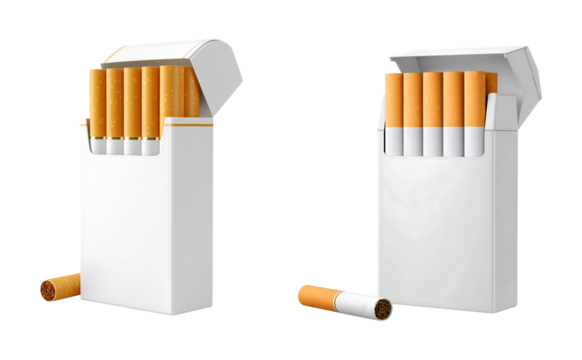 Open White Cigarette Box with Tobacco Sticks 3D Render isolated on transparent background - Powered by Adobe