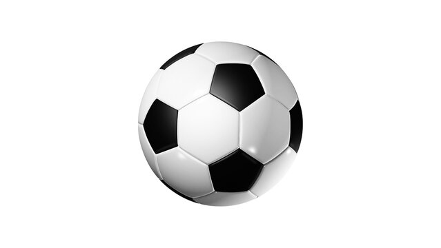 Classic black-and-white soccer ball isolated on white background — high-resolution studio photo for sports, advertising and editorial use. white simple photo football highlights - Powered by Adobe