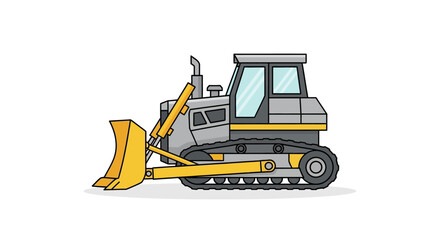 Illustration of a bulldozer with a yellow blade.