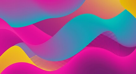 Fototapeta premium 鮮やかで躍動的なネオンカラーのグラデーションが滑らかに波打つモダンなデジタル流体抽象背景. AI Generated